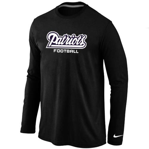 Nike New England Patriots Authentic font Long Sleeve T-Shirt Black Cheap