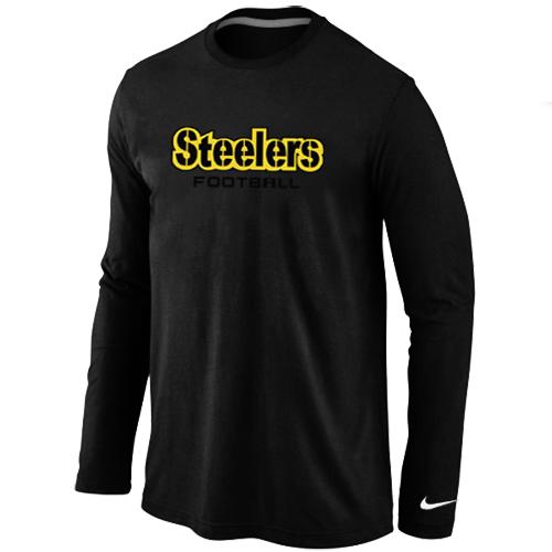 Nike Pittsburgh Steelers Authentic font Long Sleeve T-Shirt Black Cheap