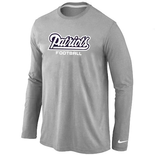 Nike New England Patriots Authentic font Long Sleeve T-Shirt Grey Cheap