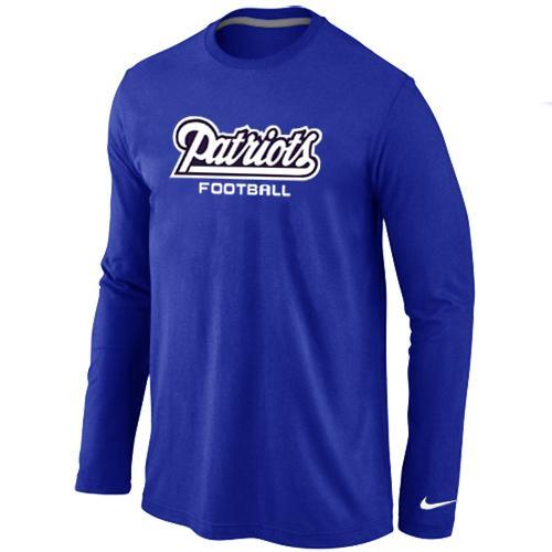 Nike New England Patriots Authentic font Long Sleeve T-Shirt blue Cheap