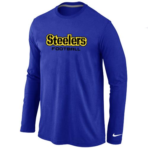 Nike Pittsburgh Steelers Authentic font Long Sleeve T-Shirt blue Cheap