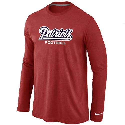 Nike New England Patriots Authentic font Long Sleeve T-Shirt Red Cheap