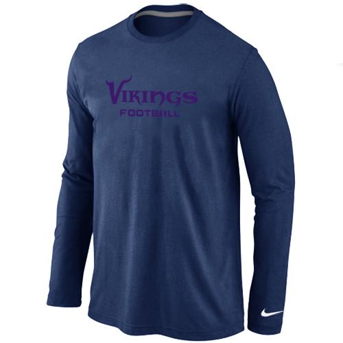 Nike Minnesota Vikings Authentic font Long Sleeve T-Shirt D.Blue Cheap