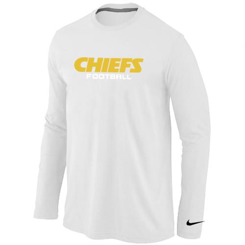 Nike Kansas City Chiefs Authentic font Long Sleeve T-Shirt White Cheap
