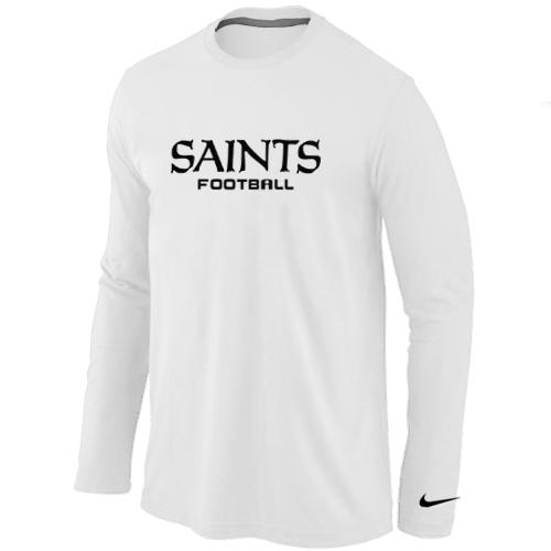 Nike New Orleans Sains Authentic font Long Sleeve T-Shirt White Cheap