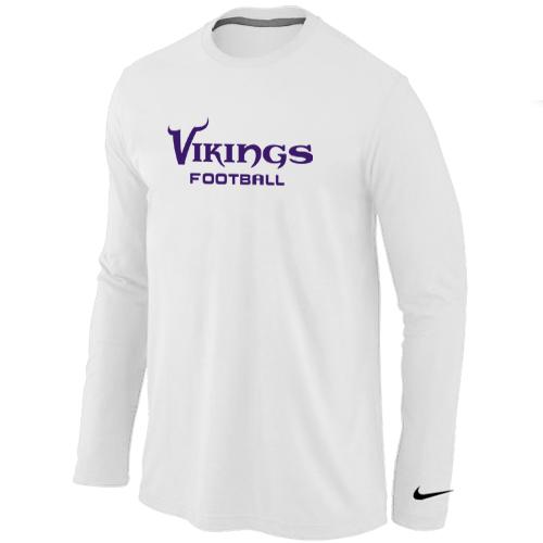Nike Minnesota Vikings Authentic font Long Sleeve T-Shirt White Cheap