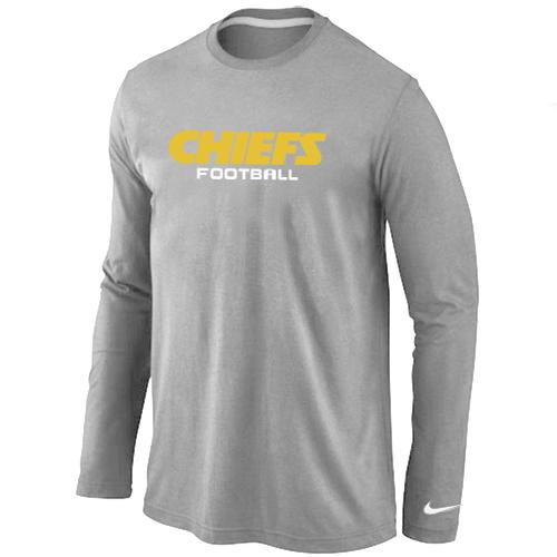 Nike Kansas City Chiefs Authentic font Long Sleeve T-Shirt Grey Cheap