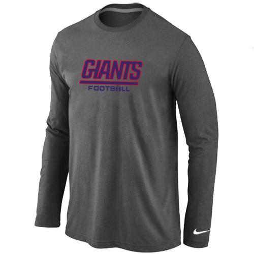Nike New York Giants Authentic font Long Sleeve T-Shirt D.Grey Cheap