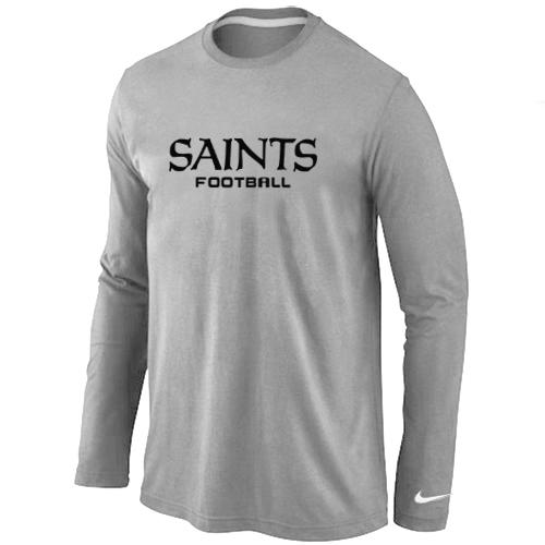 Nike New Orleans Sains Authentic font Long Sleeve T-Shirt Grey Cheap