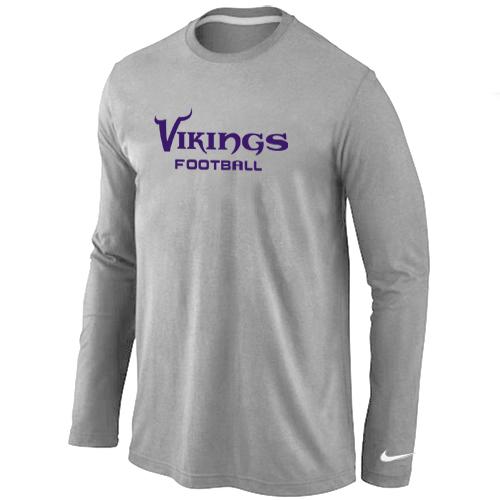 Nike Minnesota Vikings Authentic font Long Sleeve T-Shirt Grey Cheap