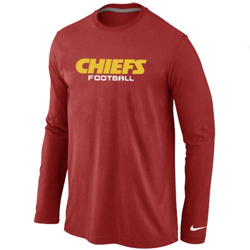 Nike Kansas City Chiefs Authentic font Long Sleeve T-Shirt Red Cheap