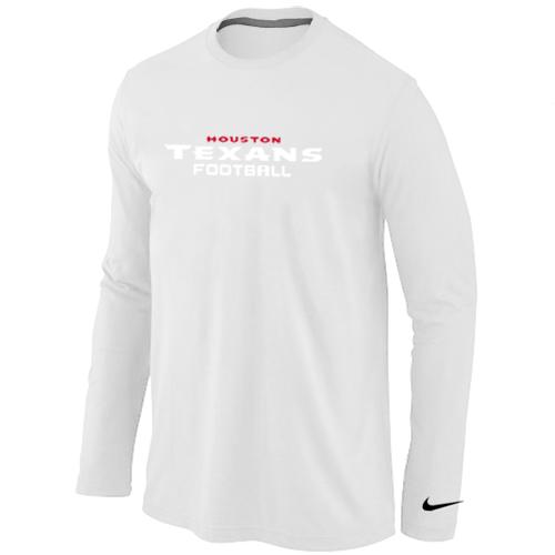 Nike Houston Texans Authentic font Long Sleeve T-Shirt White Cheap