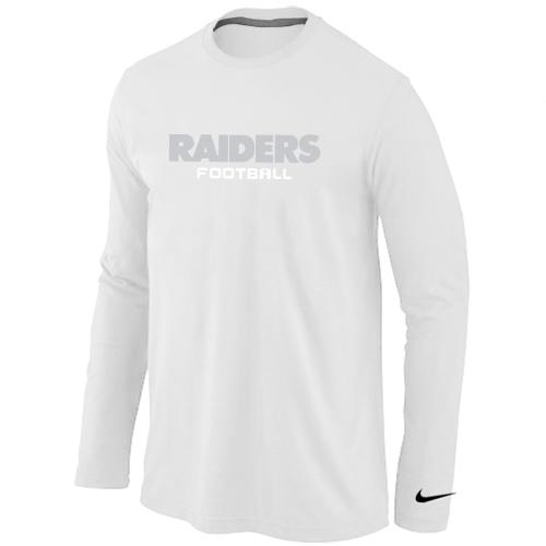 Nike Oakland Raiders Authentic font Long Sleeve T-Shirt White Cheap