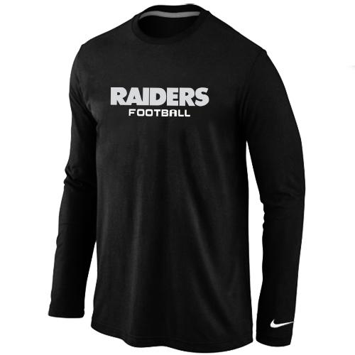 Nike Oakland Raiders Authentic font Long Sleeve T-Shirt Black Cheap