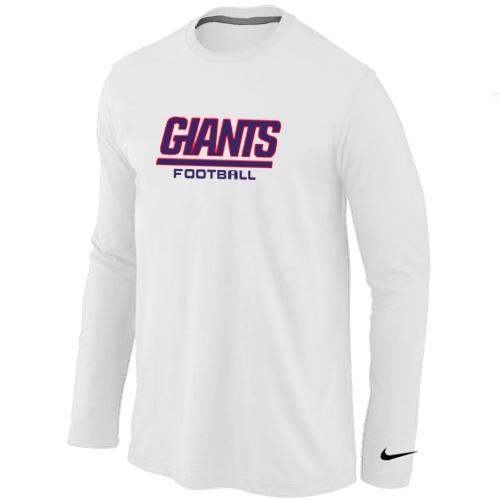 Nike New York Giants Authentic font Long Sleeve T-Shirt White Cheap