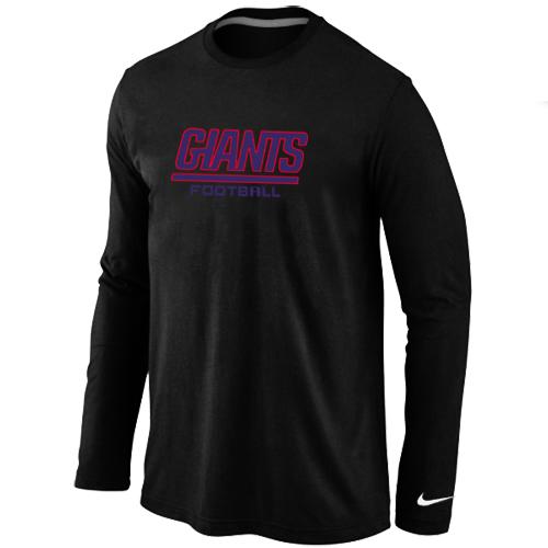 Nike New York Giants Authentic font Long Sleeve T-Shirt Black Cheap