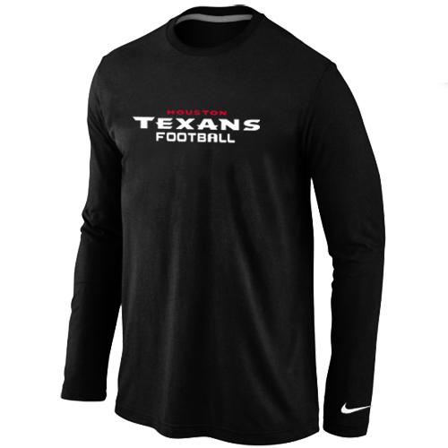 Nike Houston Texans Authentic font Long Sleeve T-Shirt Black Cheap