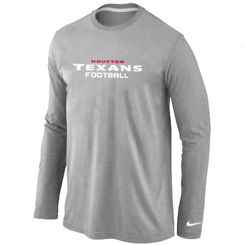 Nike Houston Texans Authentic font Long Sleeve T-Shirt Grey Cheap