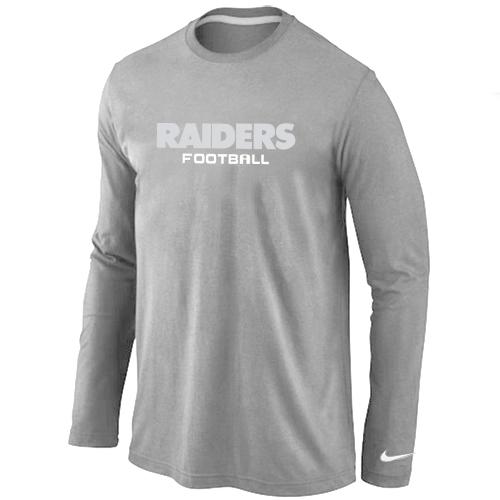 Nike Oakland Raiders Authentic font Long Sleeve T-Shirt Grey Cheap