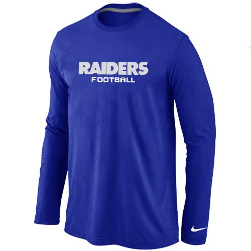 Nike Oakland Raiders Authentic font Long Sleeve T-Shirt blue Cheap