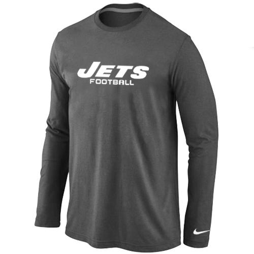 Nike New York Jets Authentic font Long Sleeve T-Shirt D.Grey Cheap
