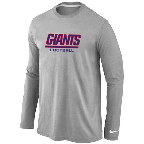 Nike New York Giants Authentic font Long Sleeve T-Shirt Grey Cheap