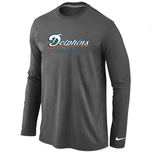 Nike Miami Dolphins Authentic font Long Sleeve T-ShirtD.Grey Cheap