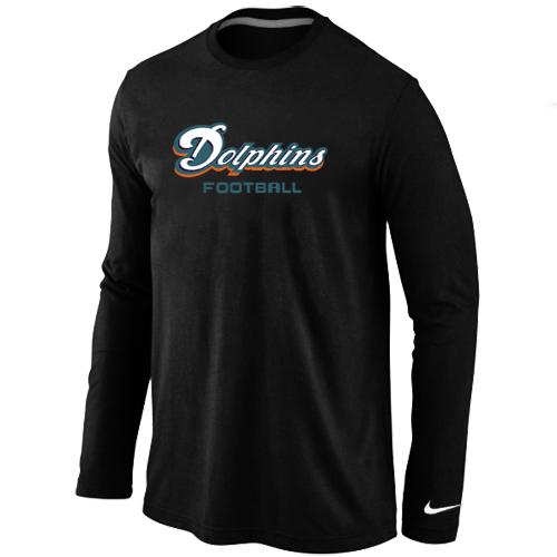 Nike Miami Dolphins Authentic font Long Sleeve T-Shirt Black Cheap