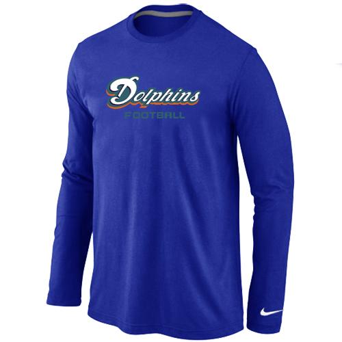 Nike Miami Dolphins Authentic font Long Sleeve T-Shirtblue Cheap