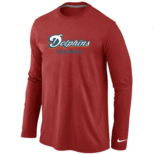 Nike Miami Dolphins Authentic font Long Sleeve T-ShirtRed Cheap