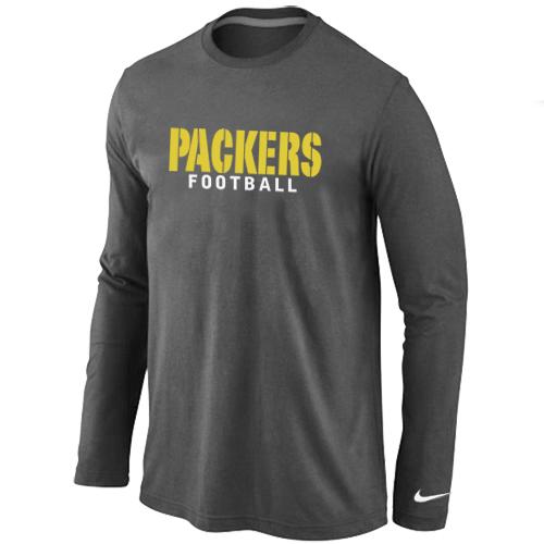 Nike Green Bay Packers font Long Sleeve T-Shirt D.Grey Cheap