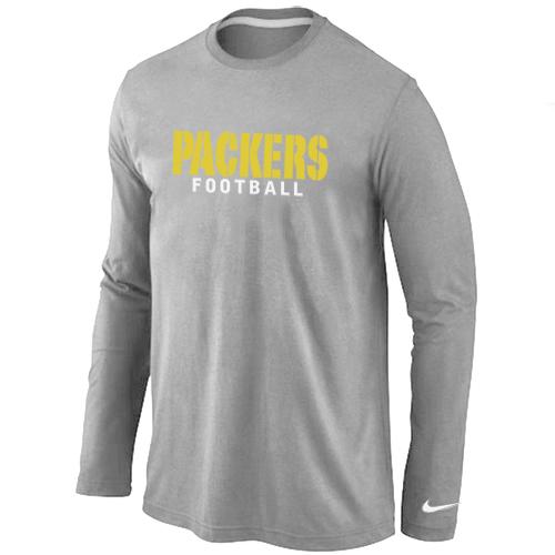 Nike Green Bay Packers font Long Sleeve T-Shirt Grey Cheap