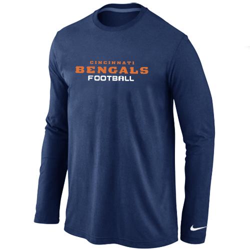 Nike Cincinnati Bengals Authentic font Long Sleeve T-Shirt D.Blue Cheap
