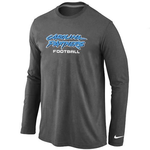 Nike Carolina Panthers Authentic font Long Sleeve T-Shirt D.Grey Cheap