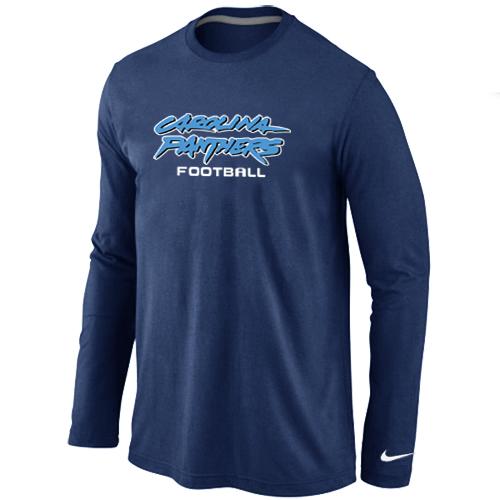 Nike Carolina Panthers Authentic font Long Sleeve T-Shirt D.Blue Cheap