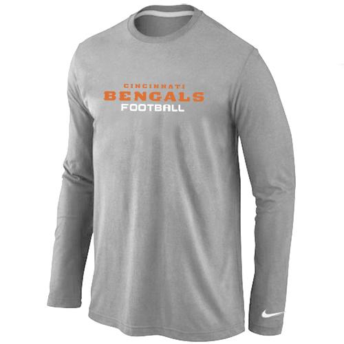 Nike Cincinnati Bengals Authentic font Long Sleeve T-Shirt Grey Cheap