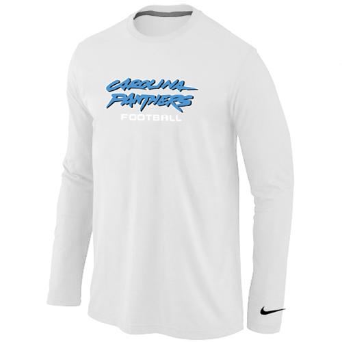 Nike Carolina Panthers Authentic font Long Sleeve T-Shirt White Cheap