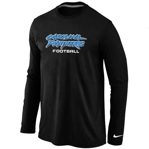 Nike Carolina Panthers Authentic font Long Sleeve T-Shirt Black Cheap