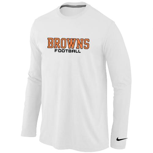 Nike Cleveland Browns Authentic font Long Sleeve T-Shirt White Cheap