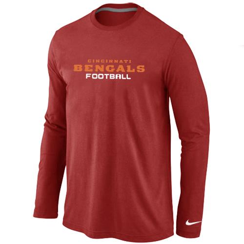 Nike Cincinnati Bengals Authentic font Long Sleeve T-Shirt Red Cheap