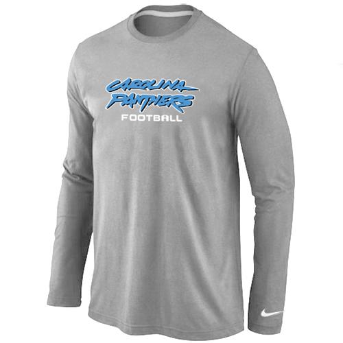 Nike Carolina Panthers Authentic font Long Sleeve T-Shirt Grey Cheap