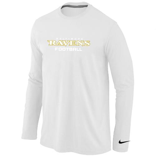 Nike Baltimore Ravens Authentic font Long Sleeve T-Shirt White Cheap