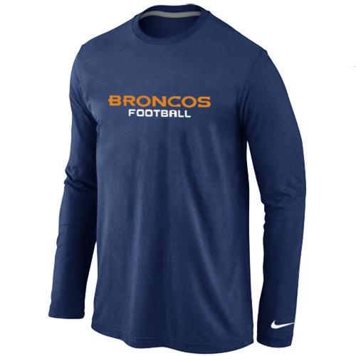 Nike Denver Broncos Authentic font Long Sleeve T-Shirt D.Blue Cheap