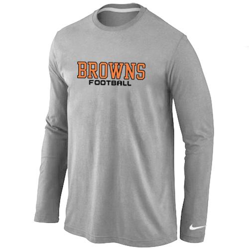 Nike Cleveland Browns Authentic font Long Sleeve T-Shirt Grey Cheap