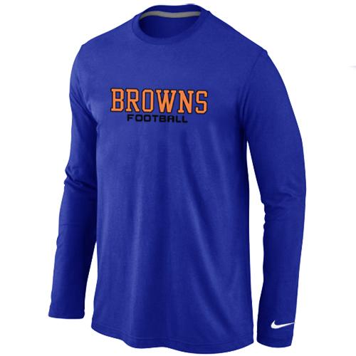 Nike Cleveland Browns Authentic font Long Sleeve T-Shirt blue Cheap