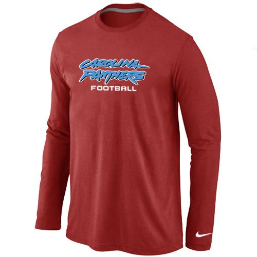 Nike Carolina Panthers Authentic font Long Sleeve T-Shirt Red Cheap