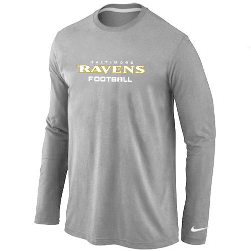 Nike Baltimore Ravens Authentic font Long Sleeve T-Shirt Grey Cheap