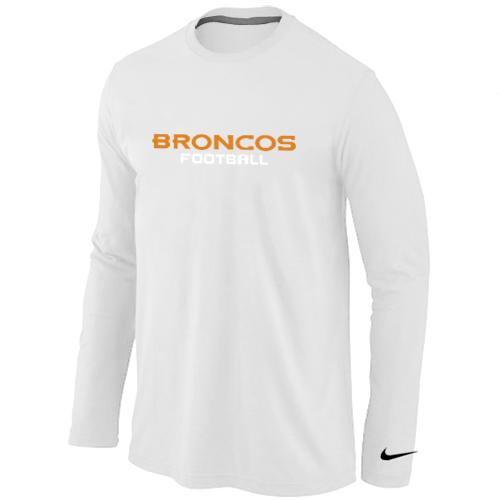 Nike Denver Broncos Authentic font Long Sleeve T-Shirt White Cheap