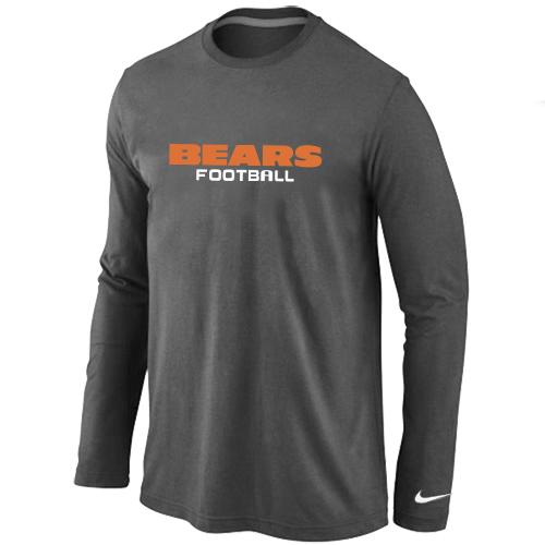 Nike Chicago Bears Authentic font Long Sleeve T-Shirt D.Grey Cheap