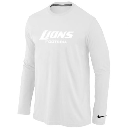 Nike Detroit Lions Authentic font Long Sleeve T-Shirt White Cheap
